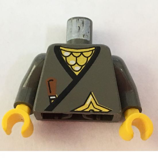 Torso Castle Ninja Wrap, Brown Dagger, Gold Star, Gold Scale Mail Pattern / Dark Gray Arms / Yellow Hands