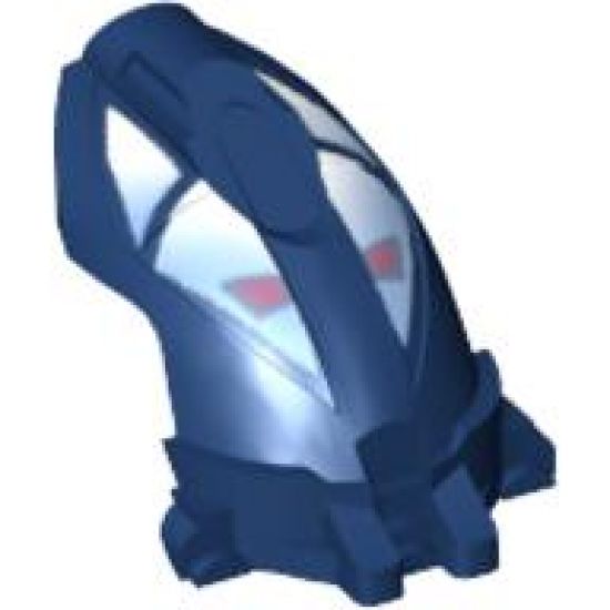Minifigure, Head, Modified Bionicle Toa Mahri Hahli / Nuparu (Hahli Dark Blue Pattern)