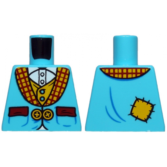Torso Suit Jacket with 2 Yellow Buttons and Dark Red Pockets over Yellow Vest and White Shirt Pattern