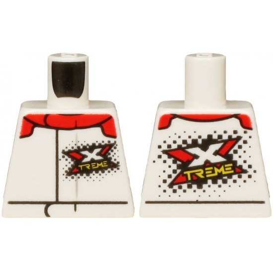Torso Jacket with Red Collar, White and Yellow 'XTREME' Logo Pattern on Front and Back