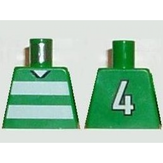 Torso Soccer Horizontal White Stripes and No. 4 Back Pattern