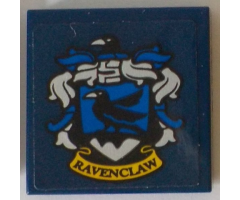Tile 2 x 2 with HP 'RAVENCLAW' House Crest on Dark Blue Background Pattern (Sticker) - Set 71043