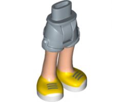 Mini Doll, Legs with Hips and Shorts, Light Nougat Legs and Sand Blue Laces on Yellow and White Shoes Pattern