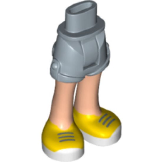 Mini Doll, Legs with Hips and Shorts, Light Nougat Legs and Sand Blue Laces on Yellow and White Shoes Pattern