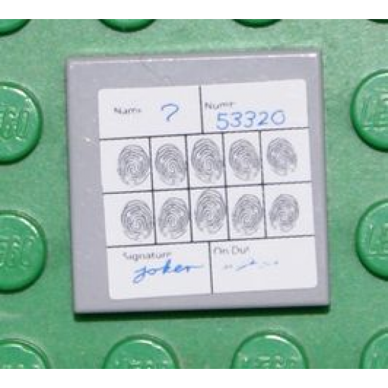 Tile 2 x 2 with Fingerprints File Joker Pattern (Sticker) - Set 7783