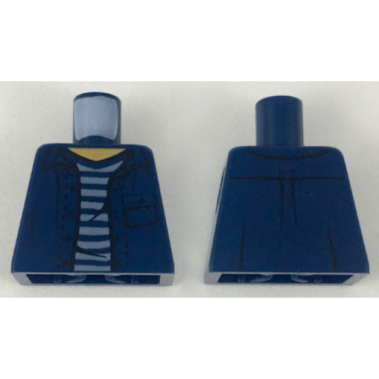 Torso Open Shirt with Pocket over Dark Blue and White Striped T-Shirt Pattern