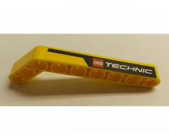 Technic, Liftarm 1 x 9 Bent (7 - 3) Thick with Black Line and LEGO TECHNIC Logo Pattern Model Left Side (Sticker) - Set 8265
