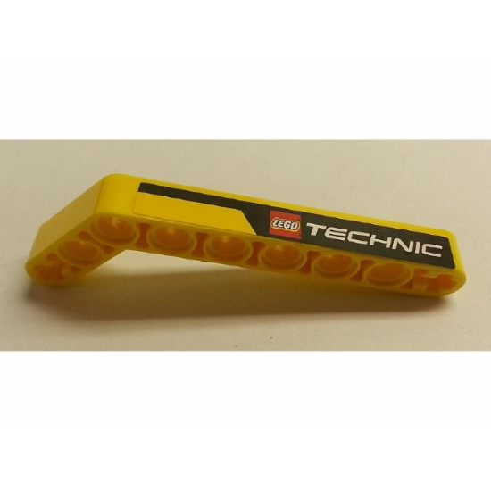Technic, Liftarm 1 x 9 Bent (7 - 3) Thick with Black Line and LEGO TECHNIC Logo Pattern Model Left Side (Sticker) - Set 8265