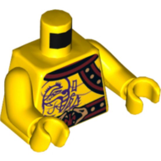 Torso Ninjago Bare Chest Muscles, Purple Snake Tattoos, Snake Buckle, Shoulder Strap Pattern / Yellow Arms / Yellow Hands