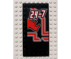 Tile, Modified 6 x 12 with Studs on Edges with White '24-7' and Red Rhino Head Pattern Model Right (Sticker) - Set 8285