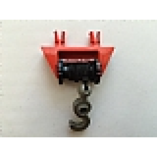 String Reel / Winch 1 x 4 x 2 Complete with String and Dark Bluish Gray Hook with Tow Ball