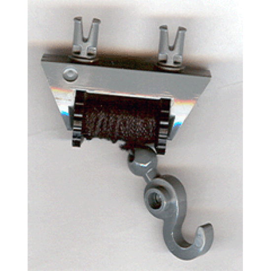 String Reel / Winch 1 x 4 x 2 Complete with String and Dark Bluish Gray Hook with Tow Ball