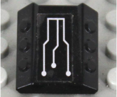 Brick, Modified 2 x 2 No Studs, Sloped with 6 Side Pistons Raised with Silver Exo-Force Circuitry Pattern (Sticker) - Set 7713