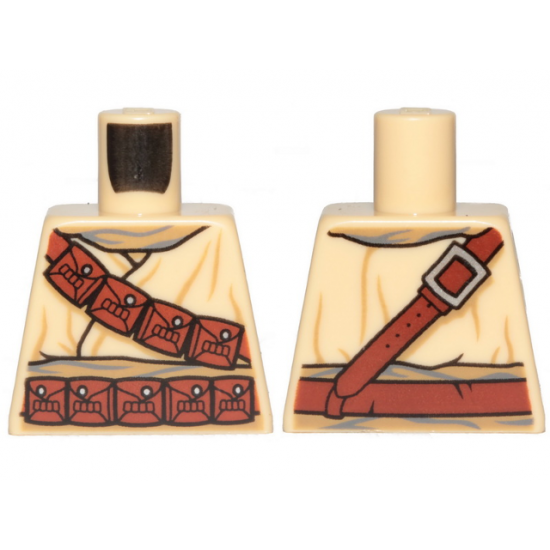 Torso SW Tusken Raider with Reddish Brown Diagonal Belt with Pouches Pattern