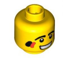 Minifigure, Head Black Eyes and Eyebrows, Two-Color Cheek Paint Pattern - Blocked Open Stud