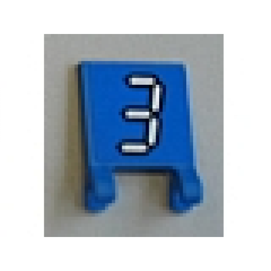 Flag 2 x 2 Square with White Number 3 with Black Outline on Blue Background Pattern (Sticker) - Set 3569
