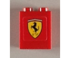 Brick 1 x 2 x 2 with Inside Axle Holder with Ferrari Logo Pattern (Sticker) - Set 8654