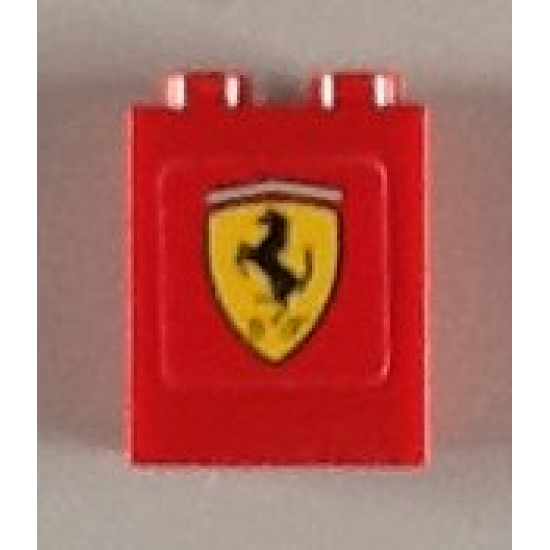 Brick 1 x 2 x 2 with Inside Axle Holder with Ferrari Logo Pattern (Sticker) - Set 8654
