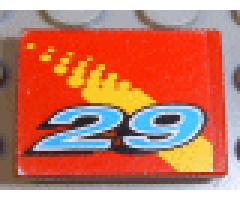 Tile 2 x 2 with Number 29 and Yellow Fade Pattern (Sticker) - Set 8829