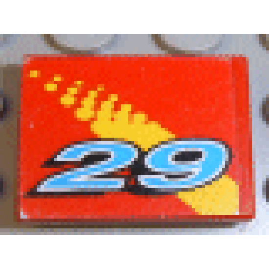 Tile 2 x 2 with Number 29 and Yellow Fade Pattern (Sticker) - Set 8829