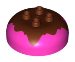 Duplo, Brick Round 4 x 4 Dome Top with 2 x 2 Studs and Marbled Reddish Brown Pattern