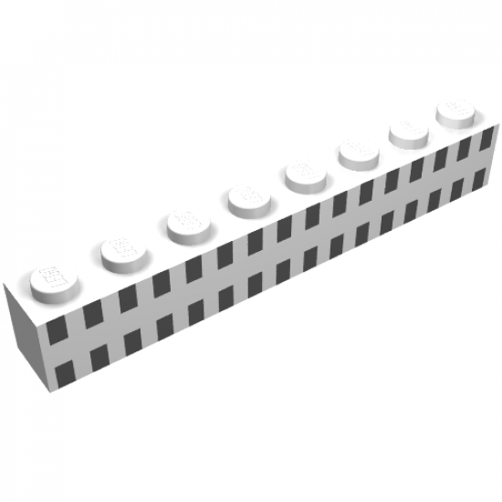 Brick 1 x 8 with Ferry Squares Black 32 in 2 Lines Pattern