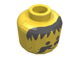 Minifigure, Head Moustache, Stubble and Messy Hair Black Pattern - Blocked Open Stud
