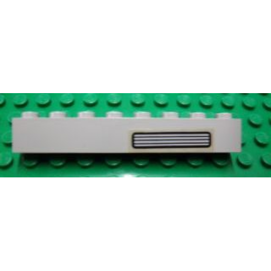 Brick 1 x 8 with Light Gray / Black Grille Pattern on Right Side (Sticker) - Set 5571