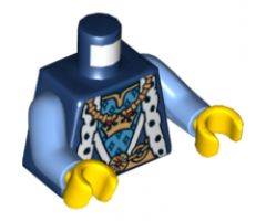 Torso Castle King Robe with Fur Trim and Gold Chain with Crown Pattern / Medium Blue Arms / Yellow Hands