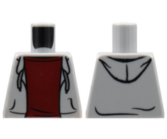 Torso Hooded Sweatshirt Open with Drawstrings over Dark Red Top Pattern