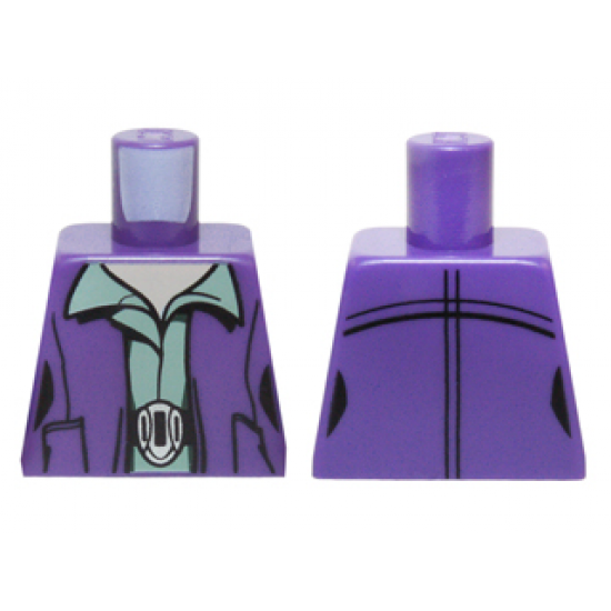 Torso SW Female Outline Dark Purple Vest over Sand Green Shirt with Collar with Silver Belt Buckle Pattern