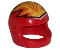 Minifigure, Headgear Helmet Motorcycle (Standard) with Flames Yellow and Orange Pattern