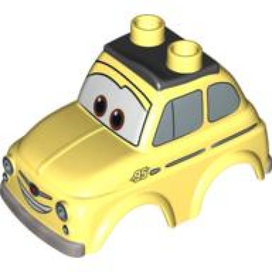 Duplo, Vehicle Car Body 2 Top Studs Compact with Cars Luigi Pattern