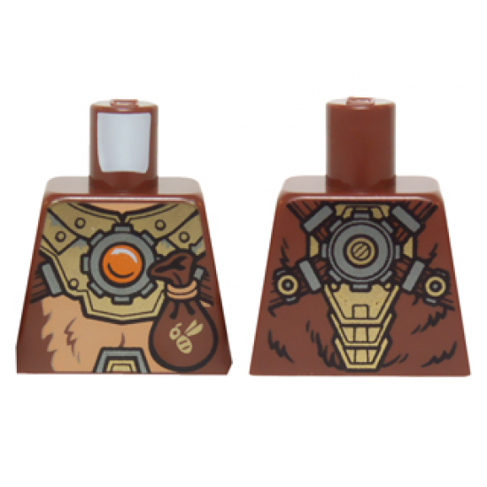 Torso Fur with Gold Mechanical Armor, Pouch and Fire Chi Emblem Pattern