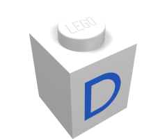 Brick 1 x 1 with Blue 'D' Pattern
