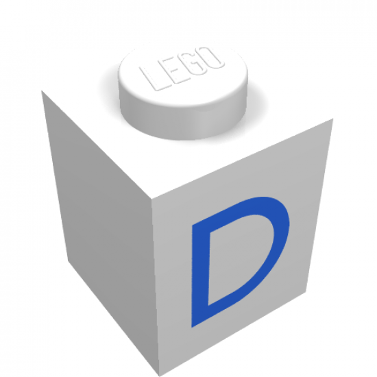 Brick 1 x 1 with Blue 'D' Pattern