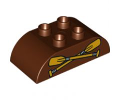Duplo, Brick 2 x 4 Curved Top with Oars / Paddles Pattern