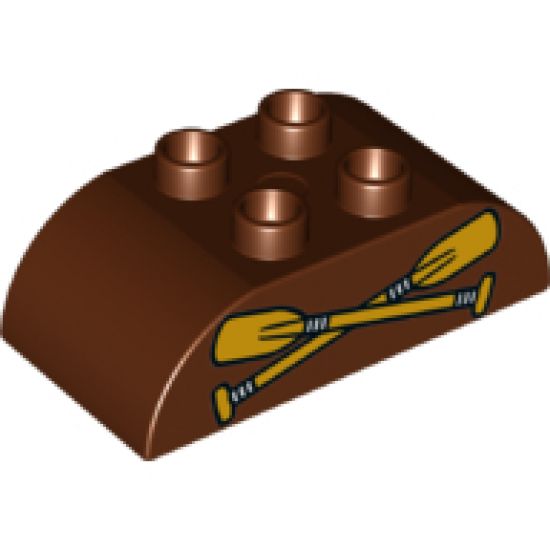 Duplo, Brick 2 x 4 Curved Top with Oars / Paddles Pattern