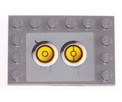 Tile, Modified 4 x 6 with Studs on Edges with 2 Yellow Circles with Bionicle Code Pattern 3 (Sticker) - Set 8759