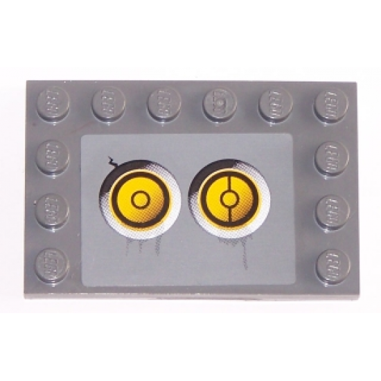 Tile, Modified 4 x 6 with Studs on Edges with 2 Yellow Circles with Bionicle Code Pattern 3 (Sticker) - Set 8759