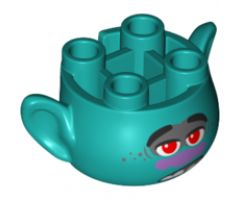 Minifigure, Head, Modified Trolls Branch with Red Pupils Pattern
