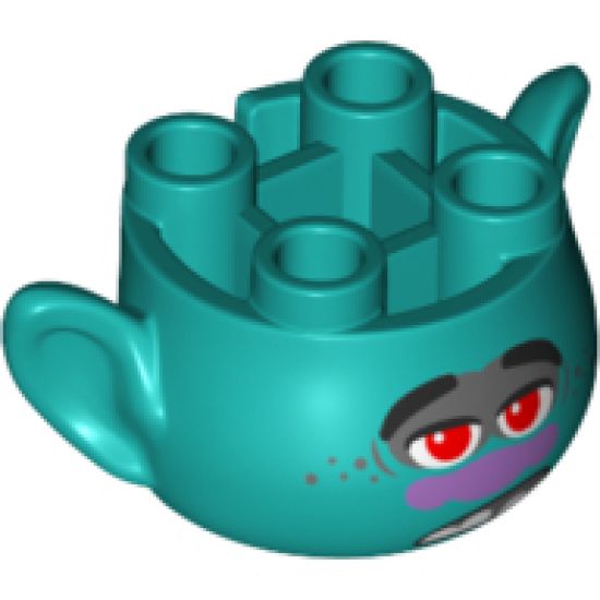 Minifigure, Head, Modified Trolls Branch with Red Pupils Pattern
