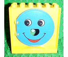 Duplo Ball Tube exit with Blue Exit Door with Smiling Face Pattern