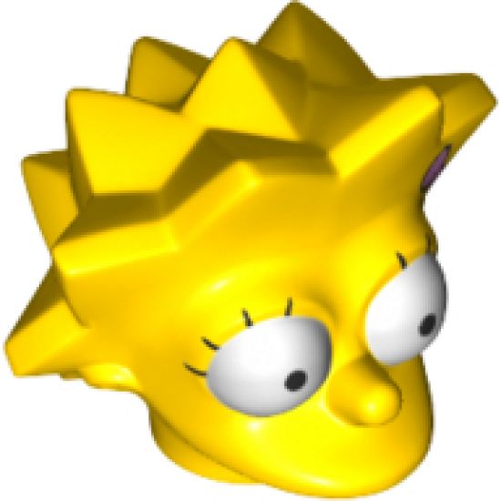 Minifigure, Head, Modified Simpsons Lisa Simpson - Bright Pink Bow Pattern