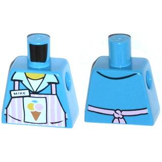 Torso Pink Apron with White Stripes with Ice Cream Cone and 'MIKE' Name Tag Pattern