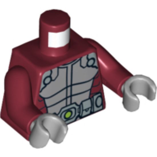 Torso Spider-Man Body Armor with Silver Belt Pattern / Dark Red Arms / Light Bluish Gray Hands