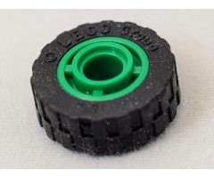 Wheel & Tire Assembly 11mm D. x 8mm with Center Groove with Black Tire 17.5mm D. x 6mm with Shallow Staggered Treads (42610 / 42611)