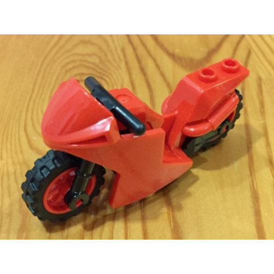 Riding Cycle Motorcycle Sport Bike with Black Frame, Red Wheels and Black Handlebars