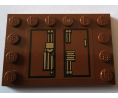 Tile, Modified 4 x 6 with Studs on Edges with Gold Mechanical Pattern Model Left Side (Sticker) - Set 75059