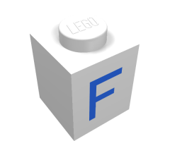 Brick 1 x 1 with Blue 'F' Pattern